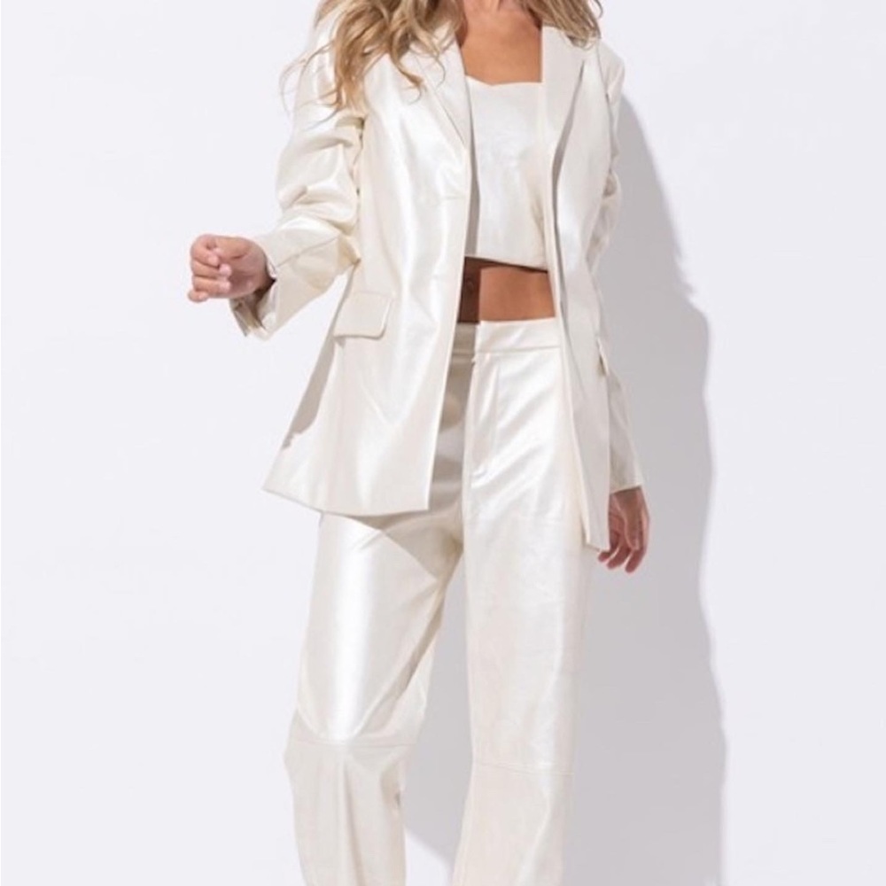 Pearl Metallic Leather Blazer